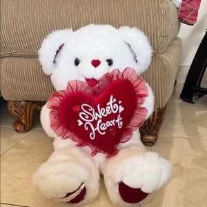 White Teddy Bear with Red Heart